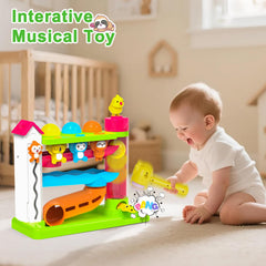 VOILBTOY 3-mode buttons offer music, hammer, and Q&A for engaging toddler play.