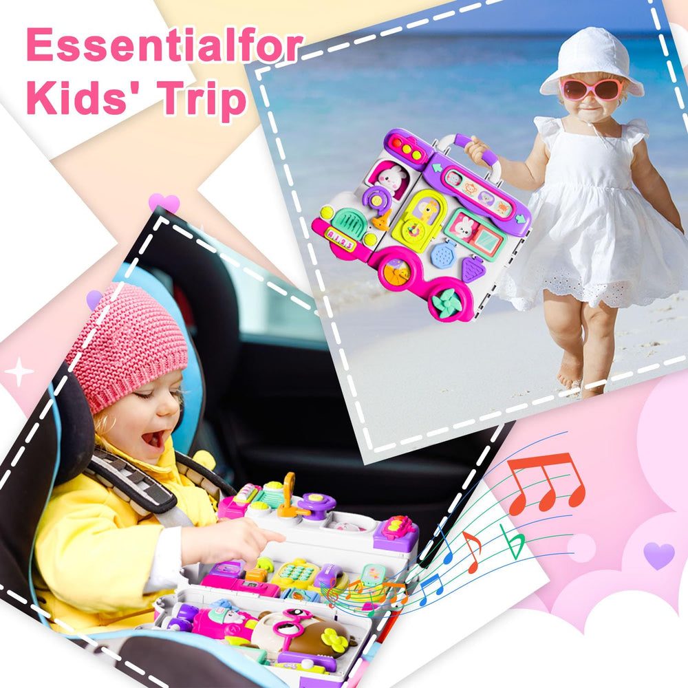 VOILBTOY Busy Board is compact and portable with a built-in handle.