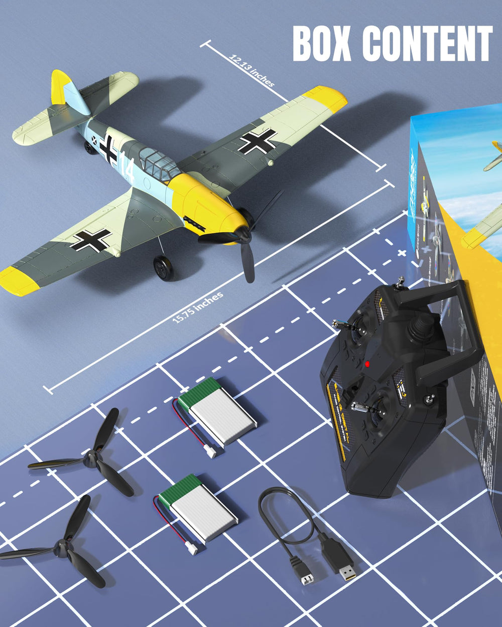 VolantexRC BF109 fighter battery packs enable longer flight sessions.
