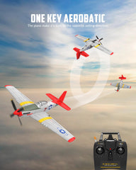 VolantexRC P51D Mustang Red aerobatics action shot, showing precise control during maneuvers.