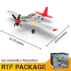 VolantexRC P51D Mustang Red assembled RTF setup, ready for quick outdoor launches.