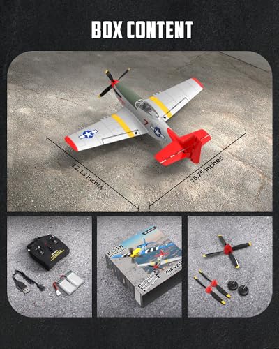 VolantexRC P51D Mustang Red compact field-ready design, easy transport for park flights.