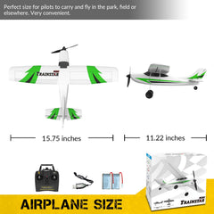 VolantexRC RC Plane Trainer 400mm-green airframe for portable practice.