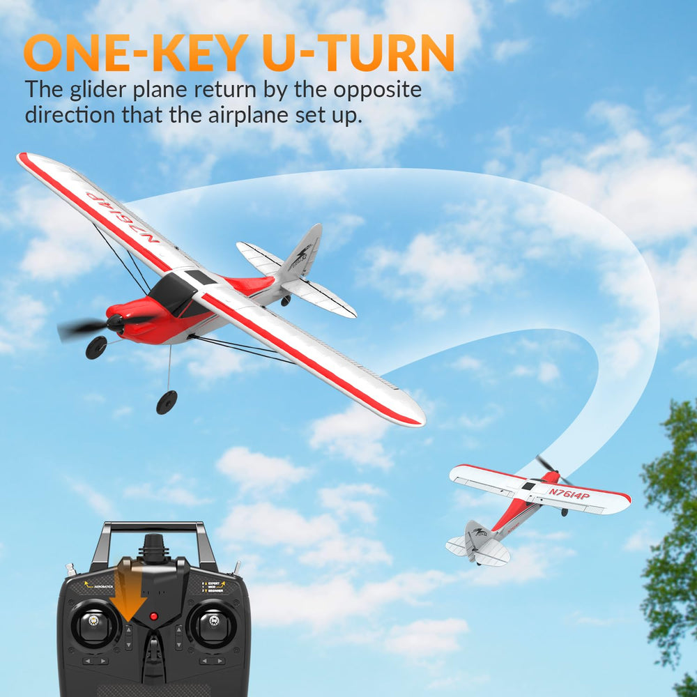 VOLANTEXRC Sport Cub RC Plane 2.4GHz remote for strong anti-interference control.