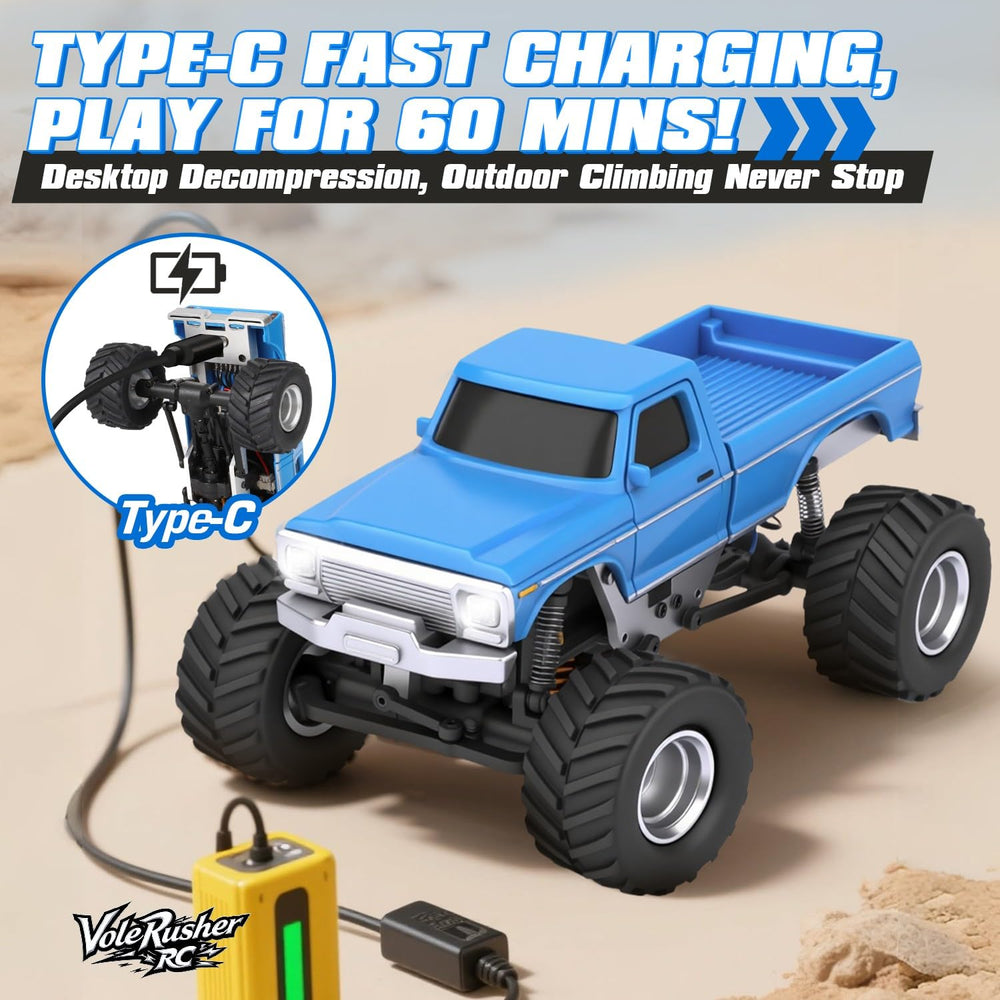 VoleRusher RC 4WD Edition remote controller illustrates ready-to-run setup for immediate fun.