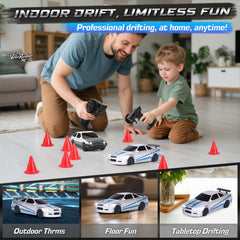 VoleRusher RC mini drift car top-down view highlights compact scale and easy handling.