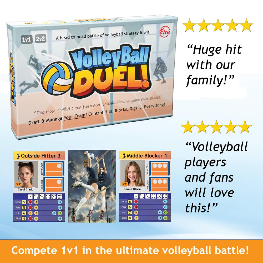 Volleyball Duel volleyball token and score markers track score for competitive rounds.