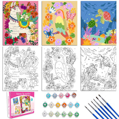 Volmop 3-pack alpaca canvas painting kit for kids boosts creativity with colorful details.