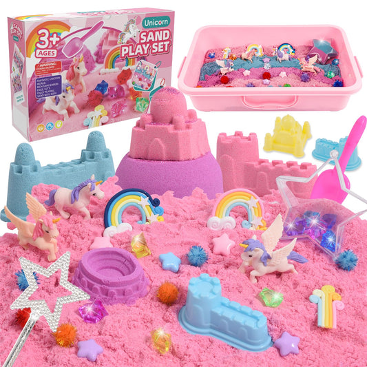 Volmop Unicorn Sensory Bin sandbox setup promotes mess-free creative play for kids