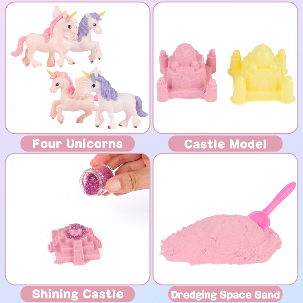 Volmop Unicorn Sensory Bin wand and decorations spark storytelling and scene crafting