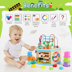 Vomocent six-sided learning cube fosters curiosity across activities.