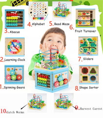 Vomocent cube spinning gears helps logical thinking and problem solving in toddlers.