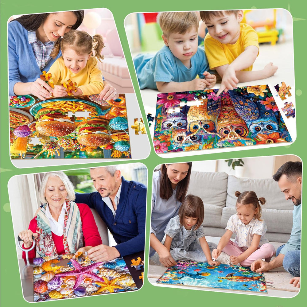 VOMYOZB Puzzle set packaging highlights four themes for sharing.