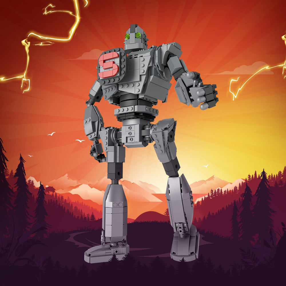 Vonado Iron Robot Build Set size 13.4 inches tall for display.