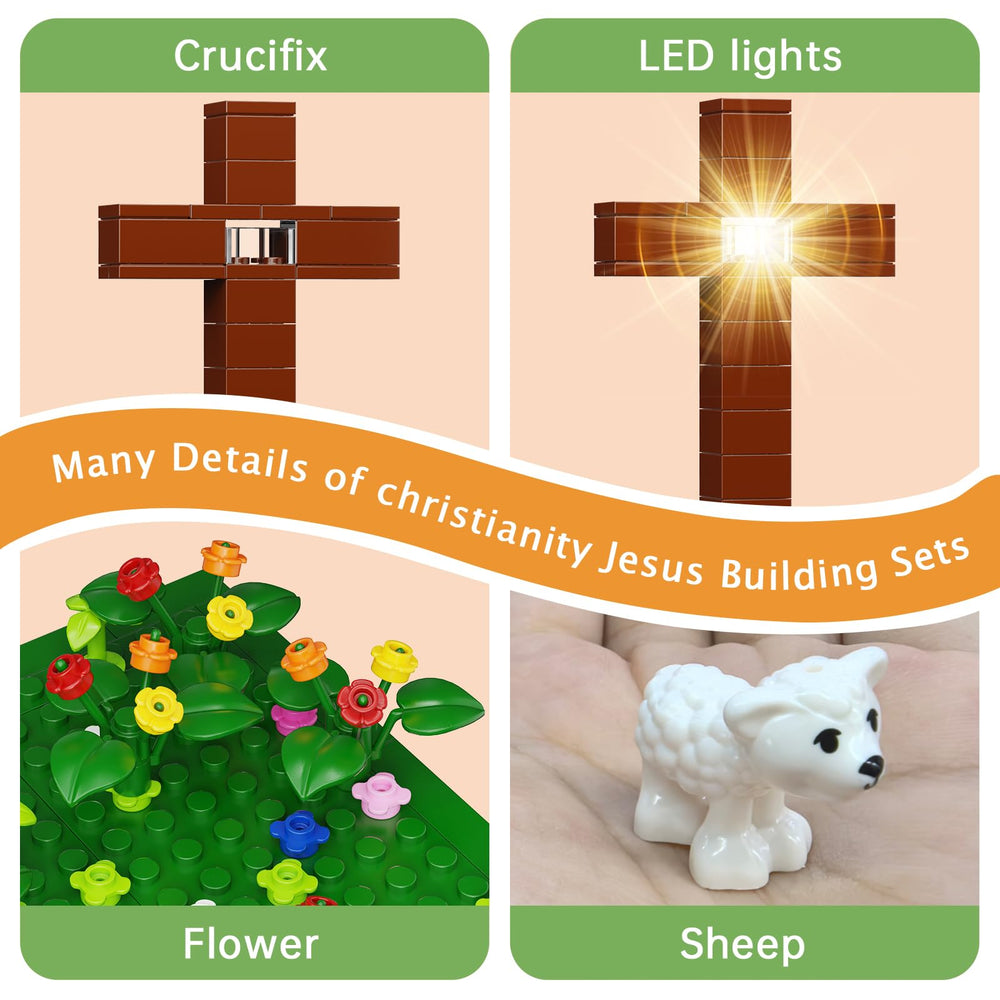 VONADO Jesus Building Block Set flower clusters add color and life