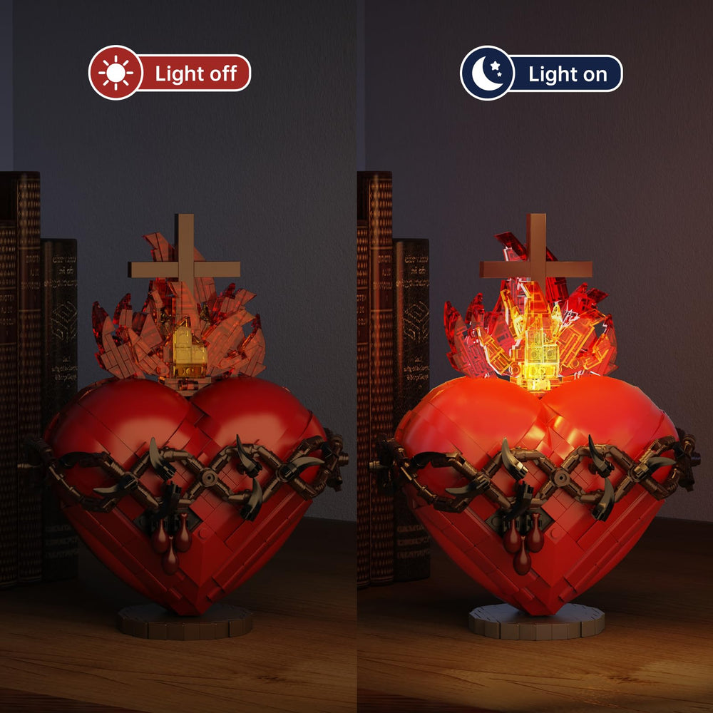 VONADO Jesus Heart box and bricks neatly arranged for gifting and display.