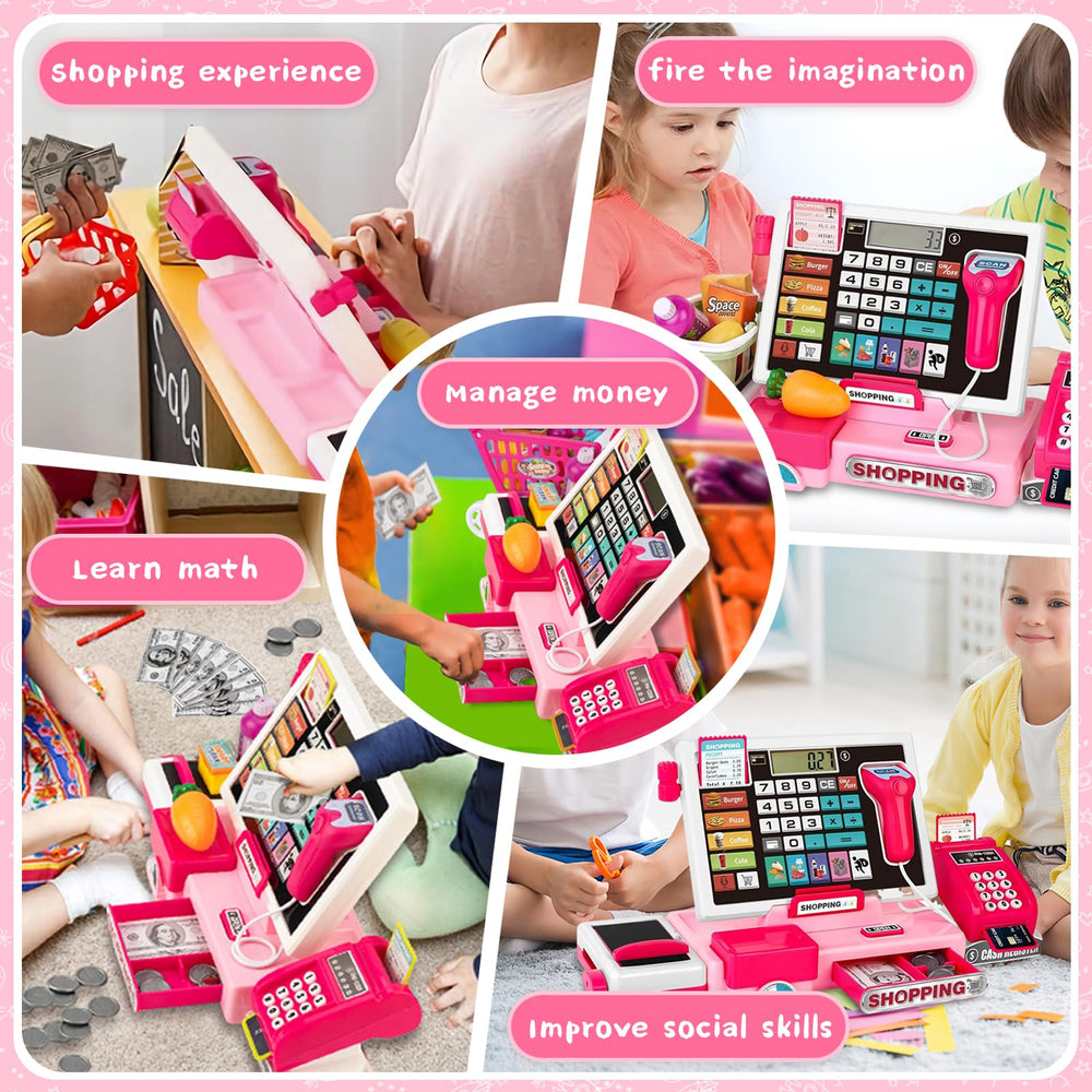 VOPOGLNE cash register playset with food toys for supermarket role-play