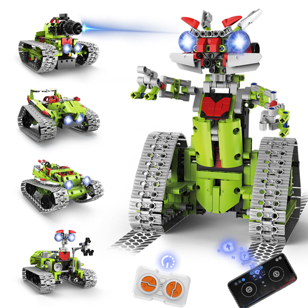 VOPOGLNE 5-in-1 robot-building-kit models promoting creative STEM learning.