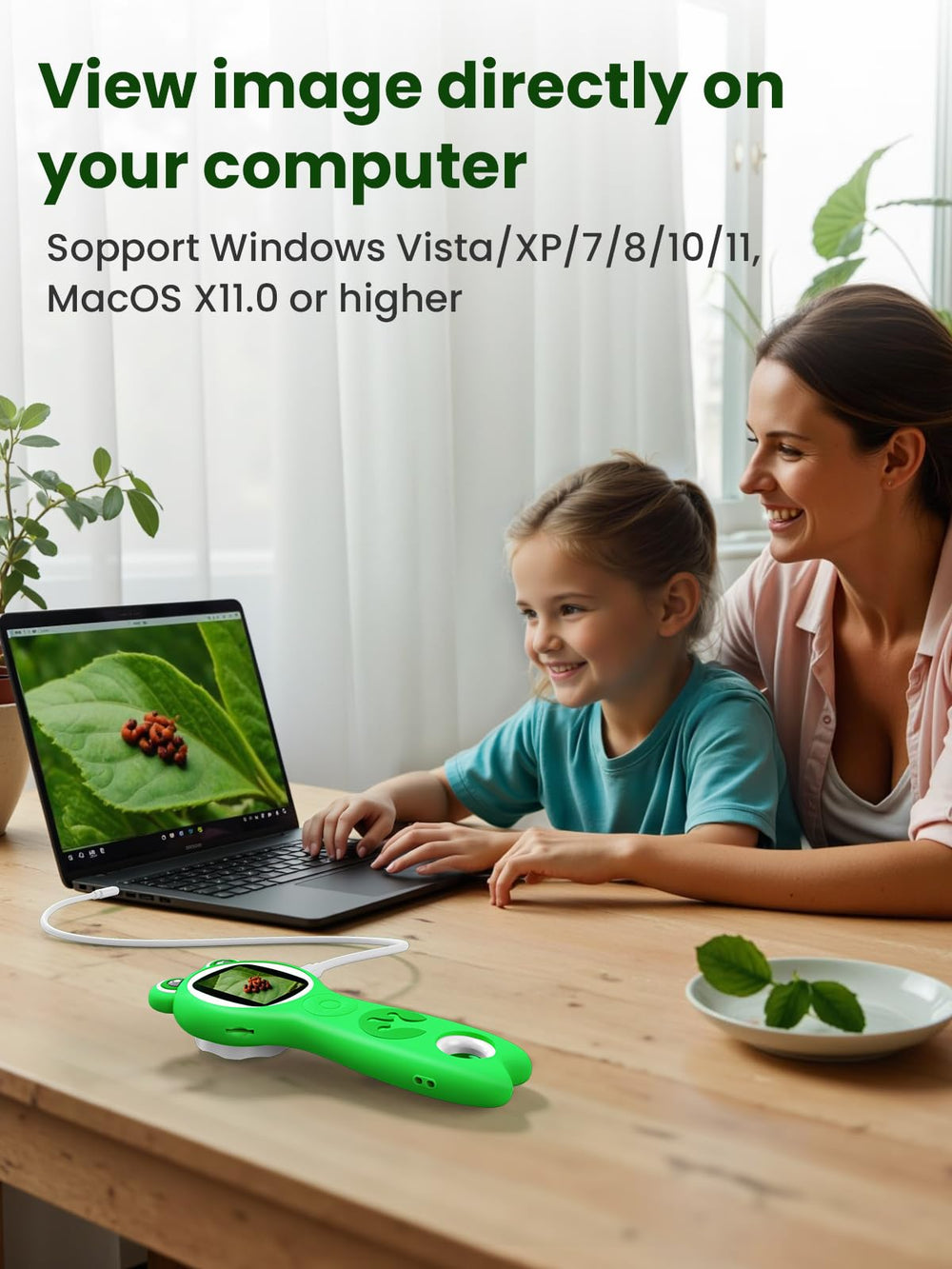 Vorth manual focus lets kids sharpen images by adjusting distance.
