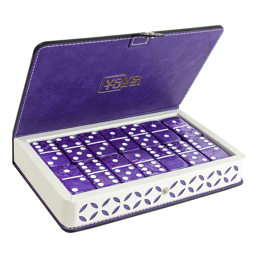 Vovotuzzi purple double-6 dominoes for family game night and travel.