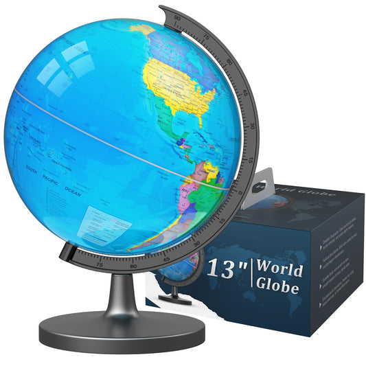 Voxelure 13-inch globe ideal for classroom learning and home exploration.