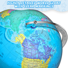 Voxelure sturdy metal-base globe ensures stable spins during active study sessions.