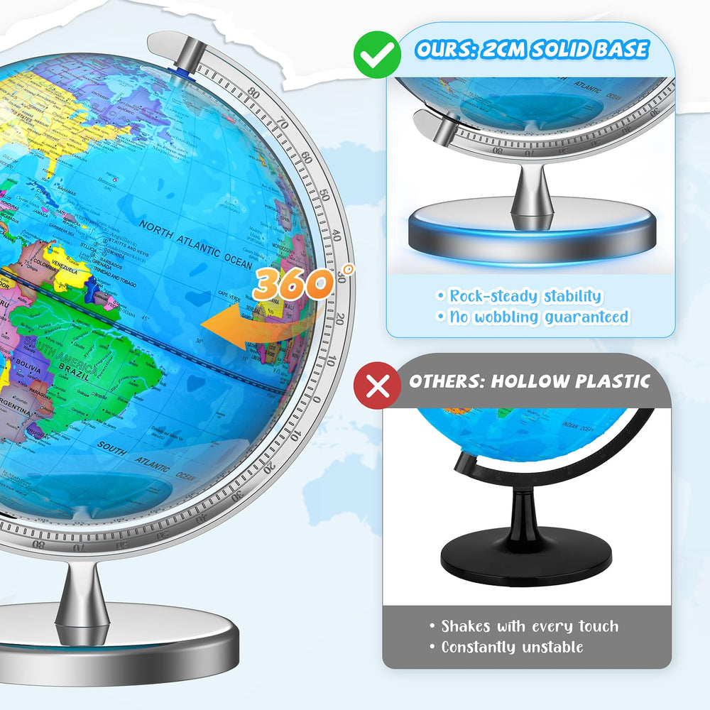 Voxelure writable globe surface invites notes and classroom demonstrations.
