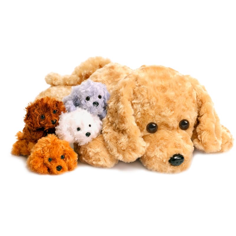 Vposyako mom dog with four babies inside, soft toy for imaginative play