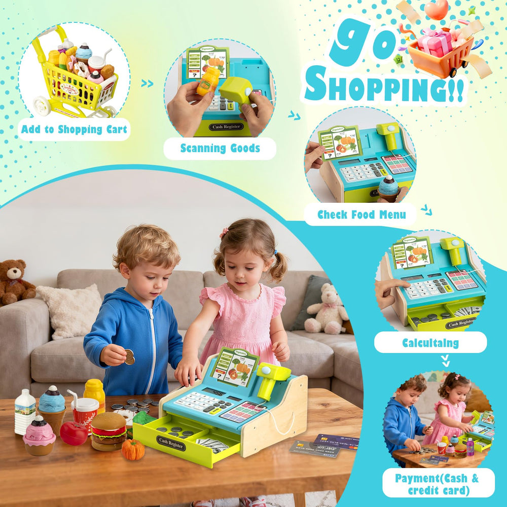 VROGTIK shopping cart included for immersive pretend grocery play