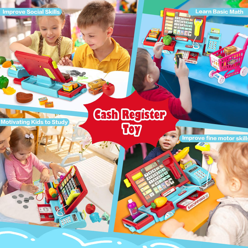 VROGTIK cash register microphone adds fun sound effects for imaginative play.