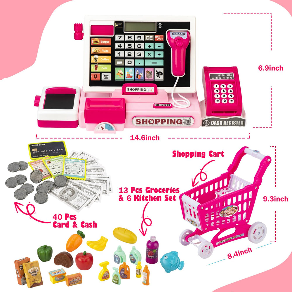 VROGTIK cash register with scanner sounds for realistic store role-play.