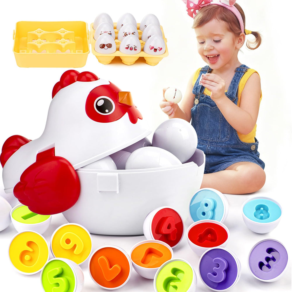 VROGTIK Easter Egg Matching Game: 24 bright eggs for color recognition.