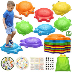 VROGTIK Frog Balance Stones 12-piece set ready for indoor or outdoor balance play.