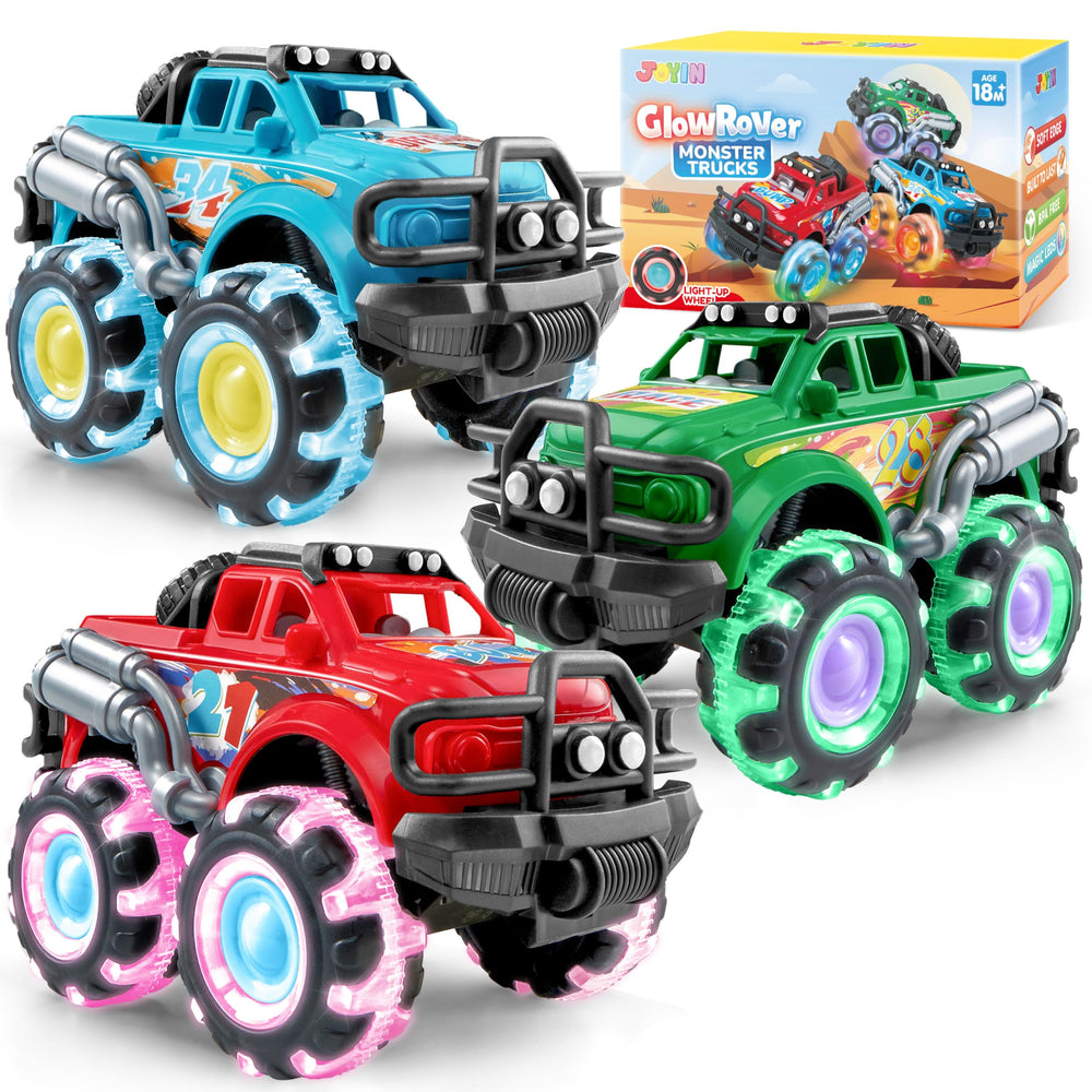 Vroomix GlowRover triple-pack LED wheels side view for vibrant playtime