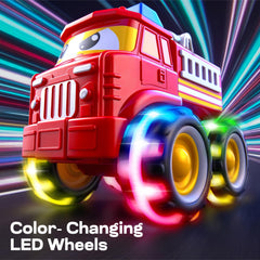 Vroomix Jova GlowRover Garbage Truck highlights durable plastic and push action