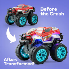Vroomix Jova trucks flash lights and emit engine sounds for rich sensory feedback.