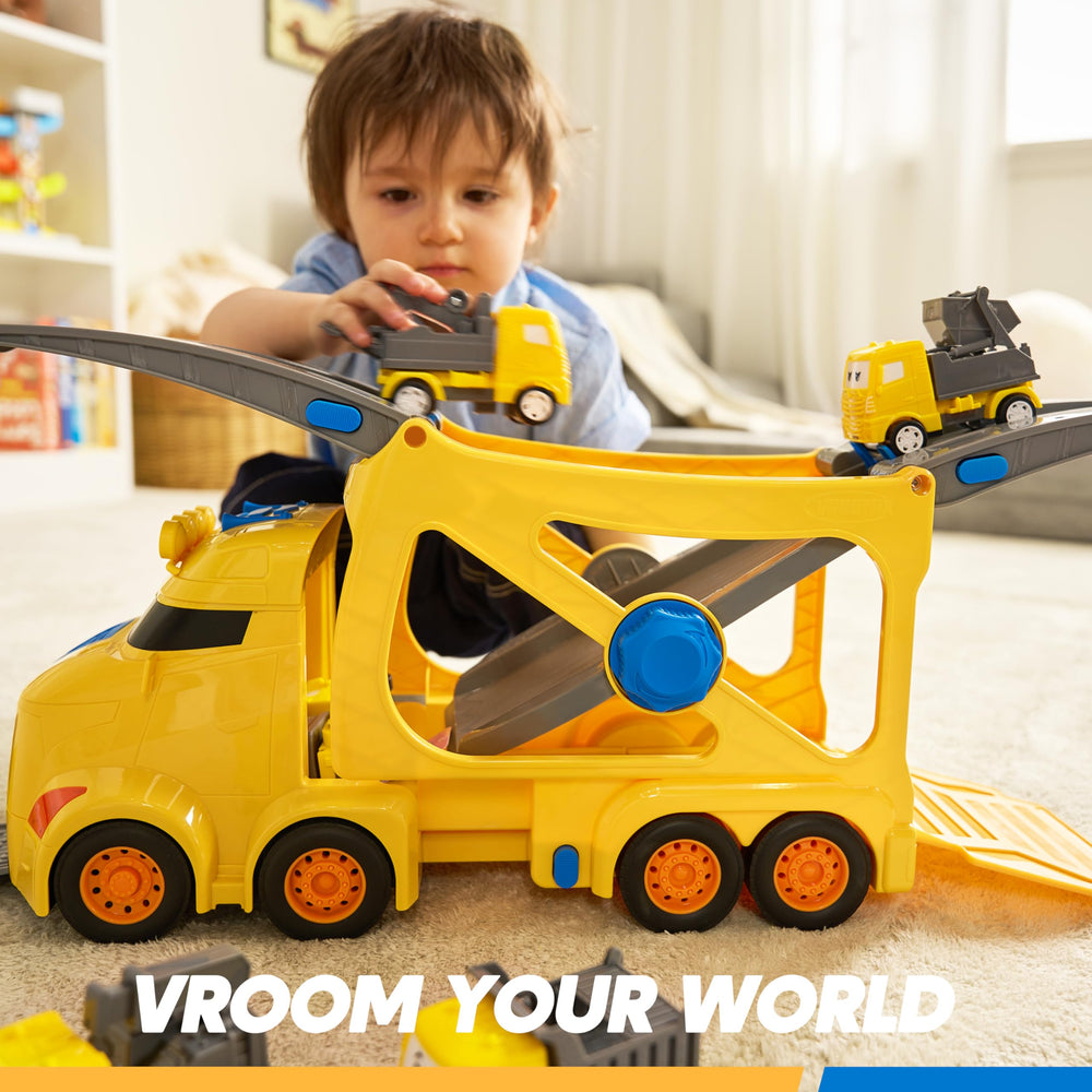 Vroomix six small cars fit comfortably for little hands.