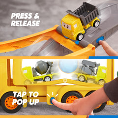 Vroomix front open section for quick car swaps.