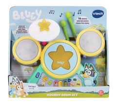 VTech Bluey Hooray Drum Set Bluey button plays familiar show tunes