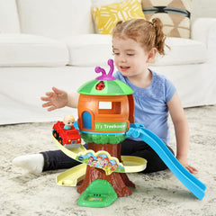 VTech CoComelon Go! Go! Smart Wheels Treehouse Track Set left and right learning cues.