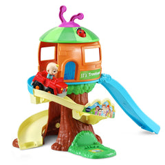 VTech CoComelon Go! Go! Smart Wheels Treehouse Track Set spiral track promotes motor skills.