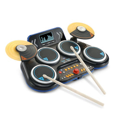 VTech Kidi Star Drum Pad black front view showing compact design for kids' creativity.