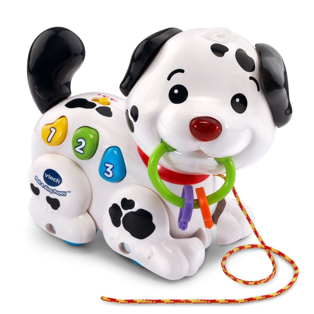 VTech Pull and Sing Puppy walking motion engages baby during play