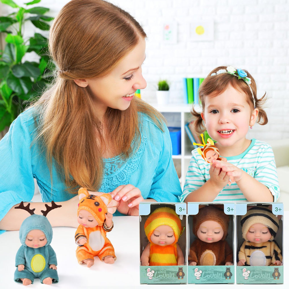 Vueos 4-inch brown bear outfit mini doll comforts during quiet play.