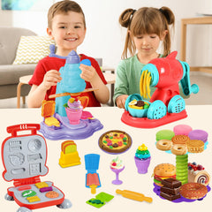 12 colored dough cans provide vibrant options for endless creations.