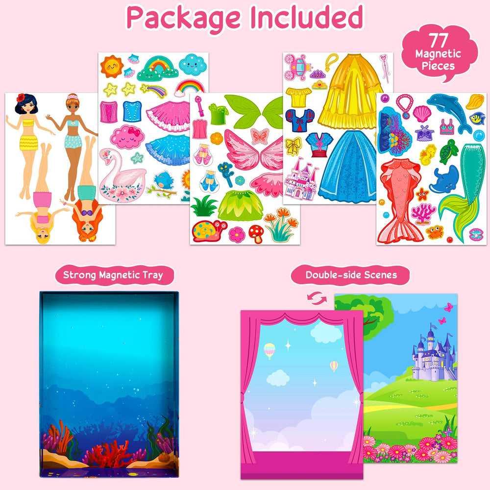 Vunrahsg magnetic ballerina dress-up doll with interchangeable outfits on the go.