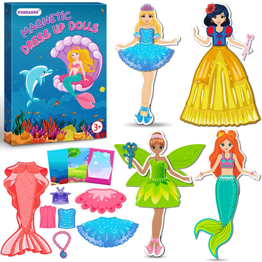 Vunrahsg magnetic princess dress-up dolls for imaginative play on any magnetic surface.