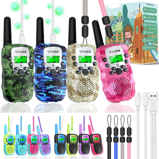 Vvinca kids walkie talkies 4-pack front view for outdoor adventures