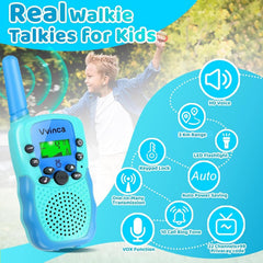 Vvinca walkie talkies 3-pack kids using outdoors demonstrates long-range reach.