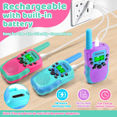 Vvinca walkie talkies 3-pack charging cable connection shows USB-C recharge.